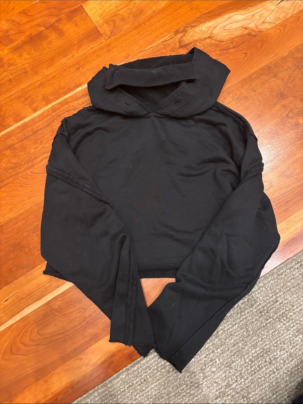 Black Cropped Hoodie Top